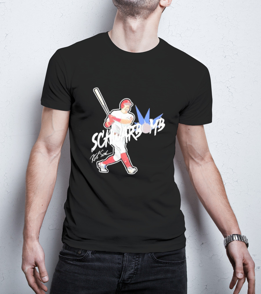 Schwarbomb Illustrated Baseball Swing With Signature Elements T-Shirt