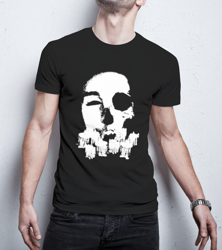 Turnabout Grayscale Face With Abstract Text T-Shirt