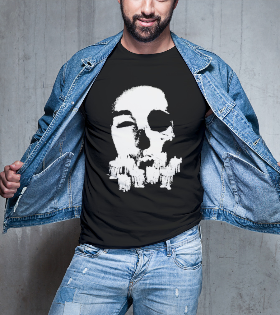 Turnabout Grayscale Face With Abstract Text T-Shirt