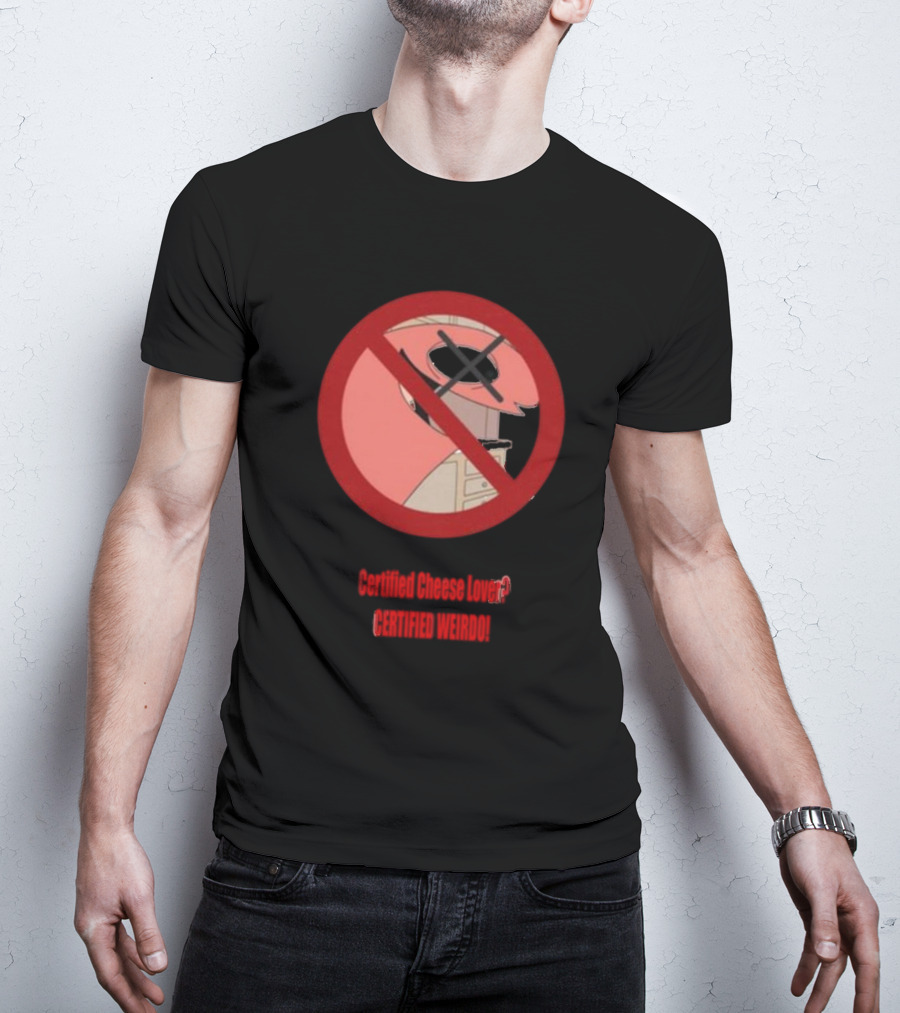 Certified Cheese Lover Certified Weirdo Dj Spitz No Face Silhouette In Red Circle T-Shirt