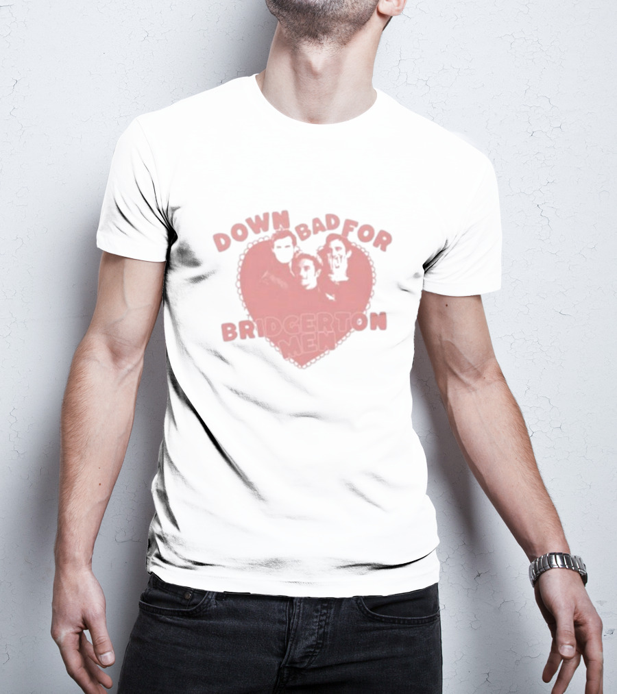 Down Bad For Bridgerton Men Heart Trio T-Shirt