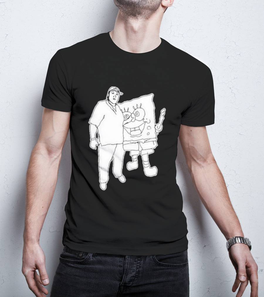 Fake Handshake Tony Spongebob Duo Outline T-Shirt