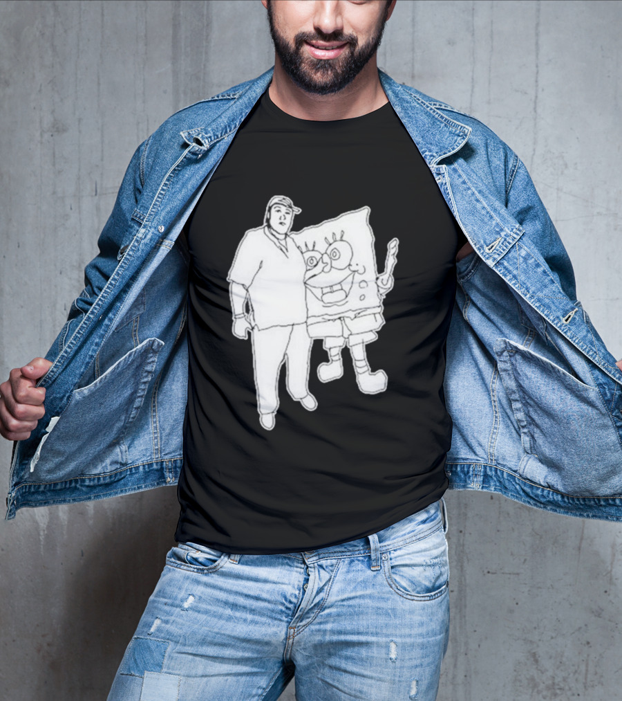 Fake Handshake Tony Spongebob Duo Outline T-Shirt