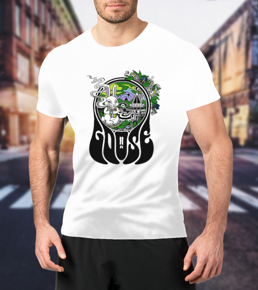 Goose Wonderland Psychedelic Rabbit Forest Portal T-Shirt