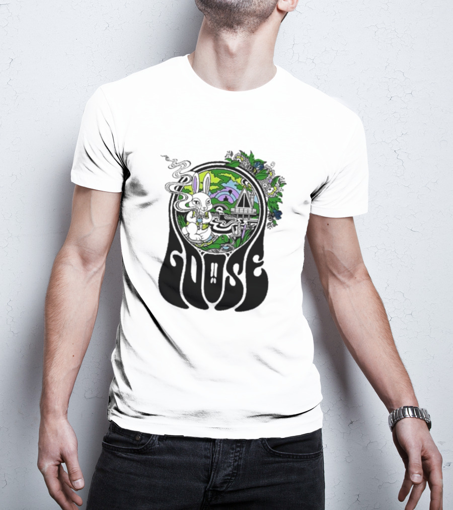 Goose Wonderland Psychedelic Rabbit Forest Portal T-Shirt