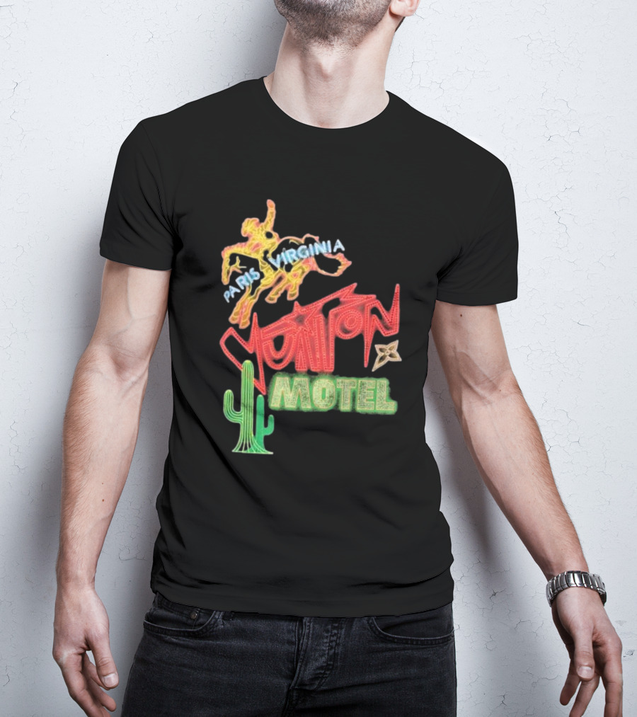Paris Virginia Vuitton Motel Neon Cactus Cowboy Retro Sign T-Shirt