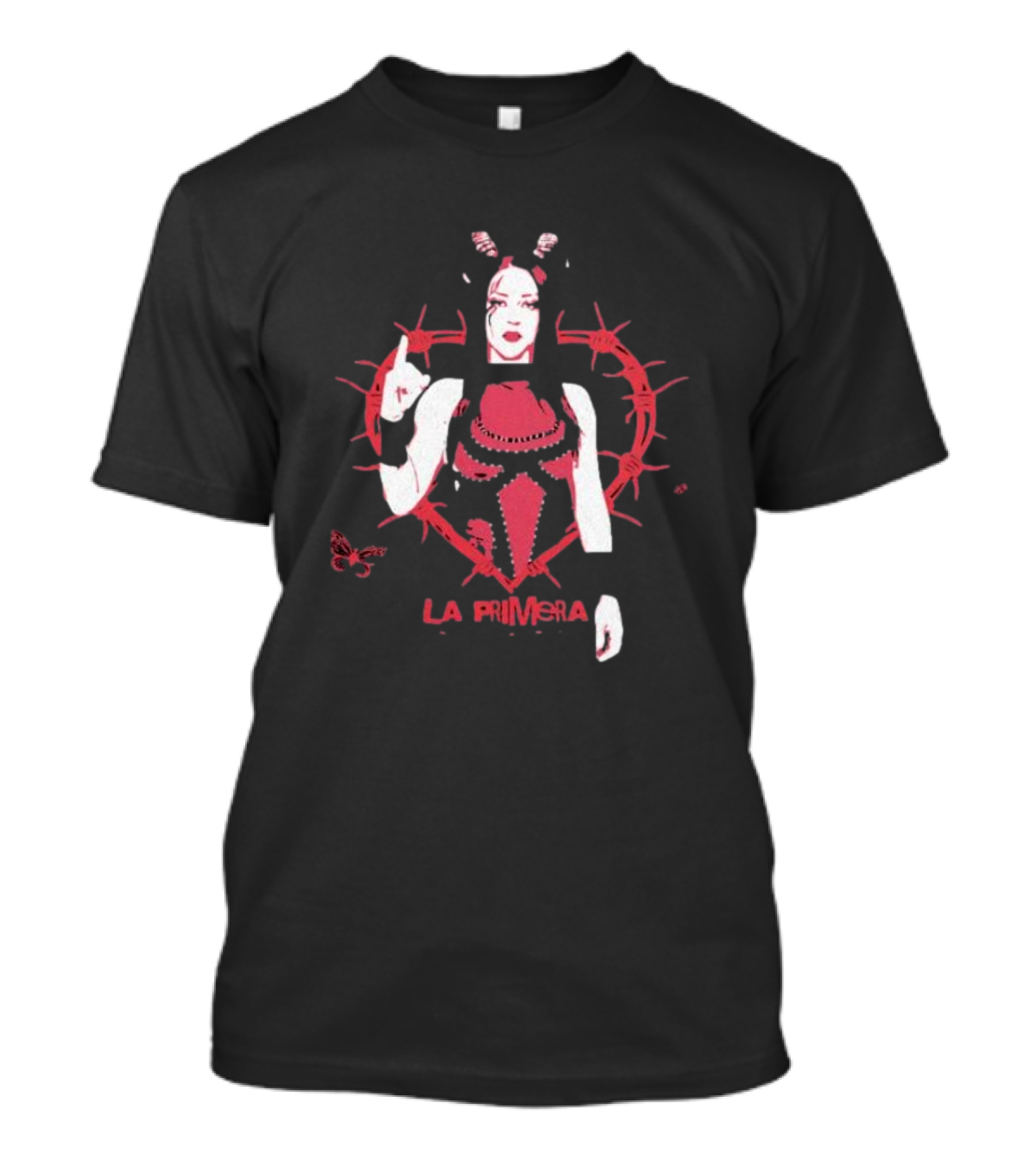 Stephanie Vaquer La Primera Barbed Wire Heart Butterfly Motif T-Shirt