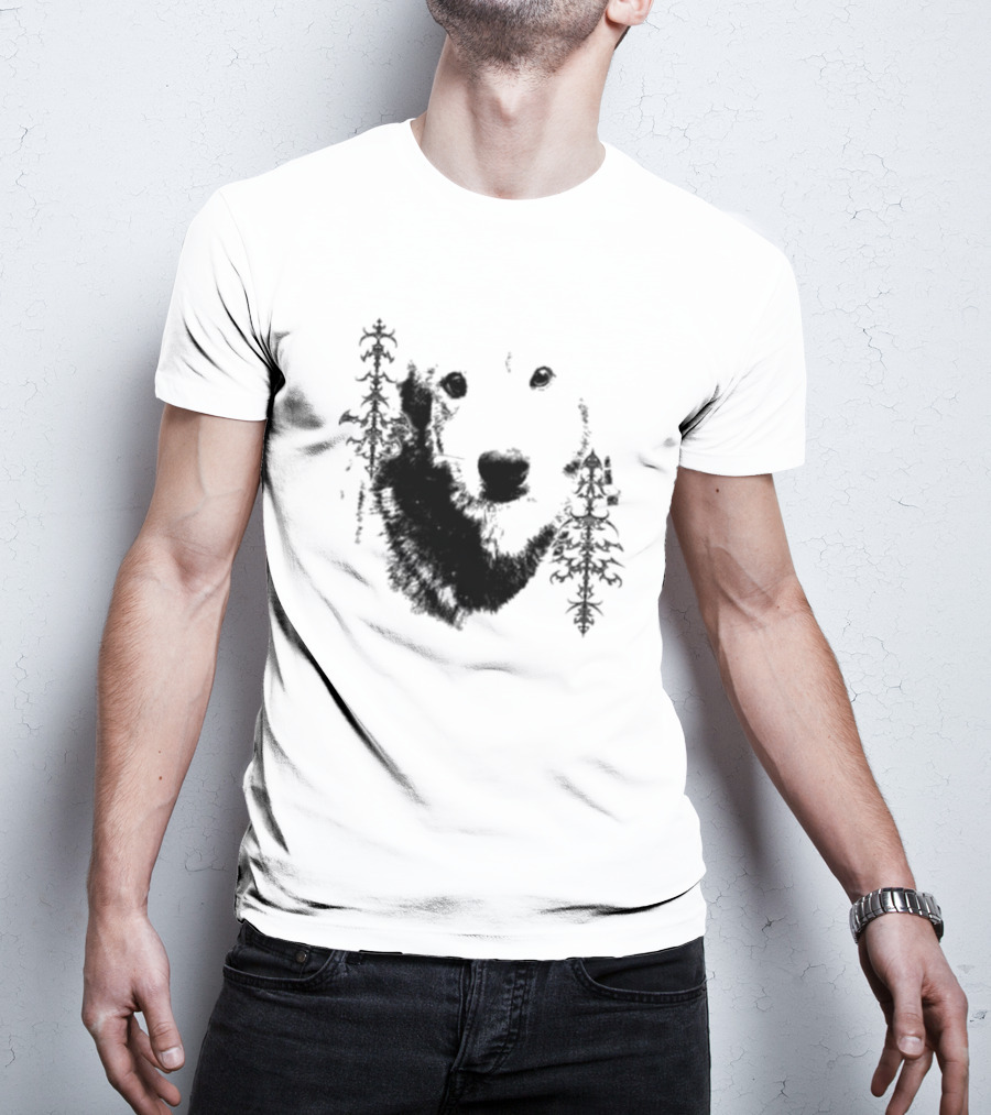 Wolf Face With Stylized Evergreen Trees T-Shirt