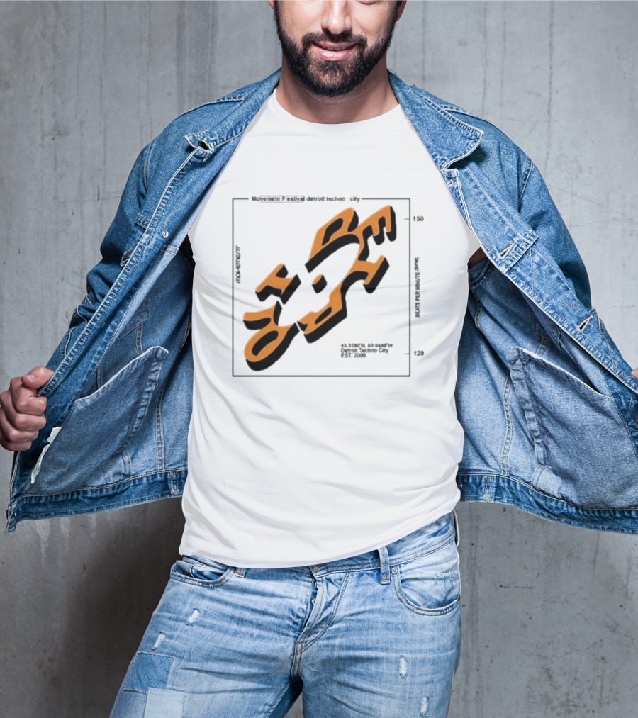 Movement Festival Detroit Techno City EST 2000 45 Heavy Latitude Longitude Coordinates T-Shirt