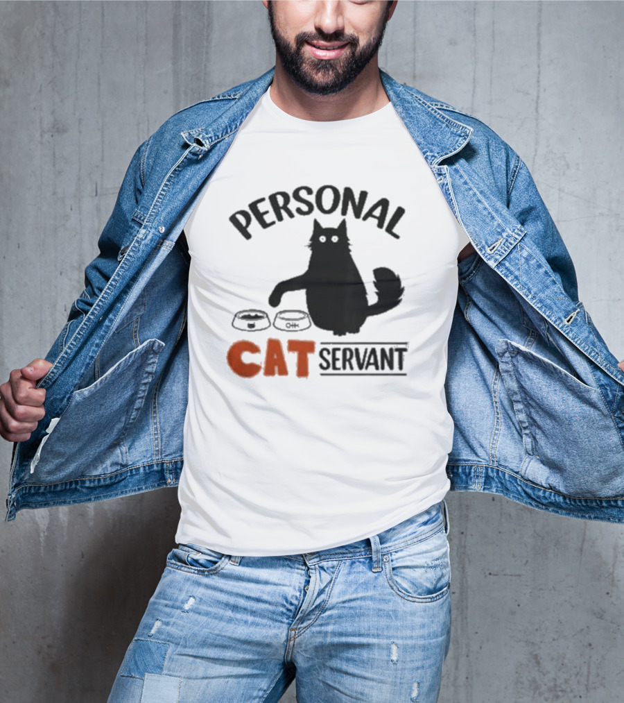 PERSONAL CAT SERVANT WITH PET FOOD BOWLS T-Shirt