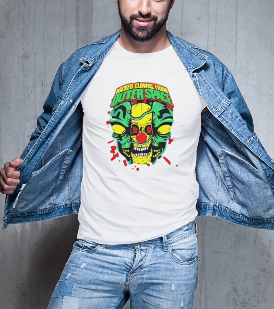 Wicked Clowns From Outer Space Psychopathic Vault ICP Split Face Alien T-Shirt