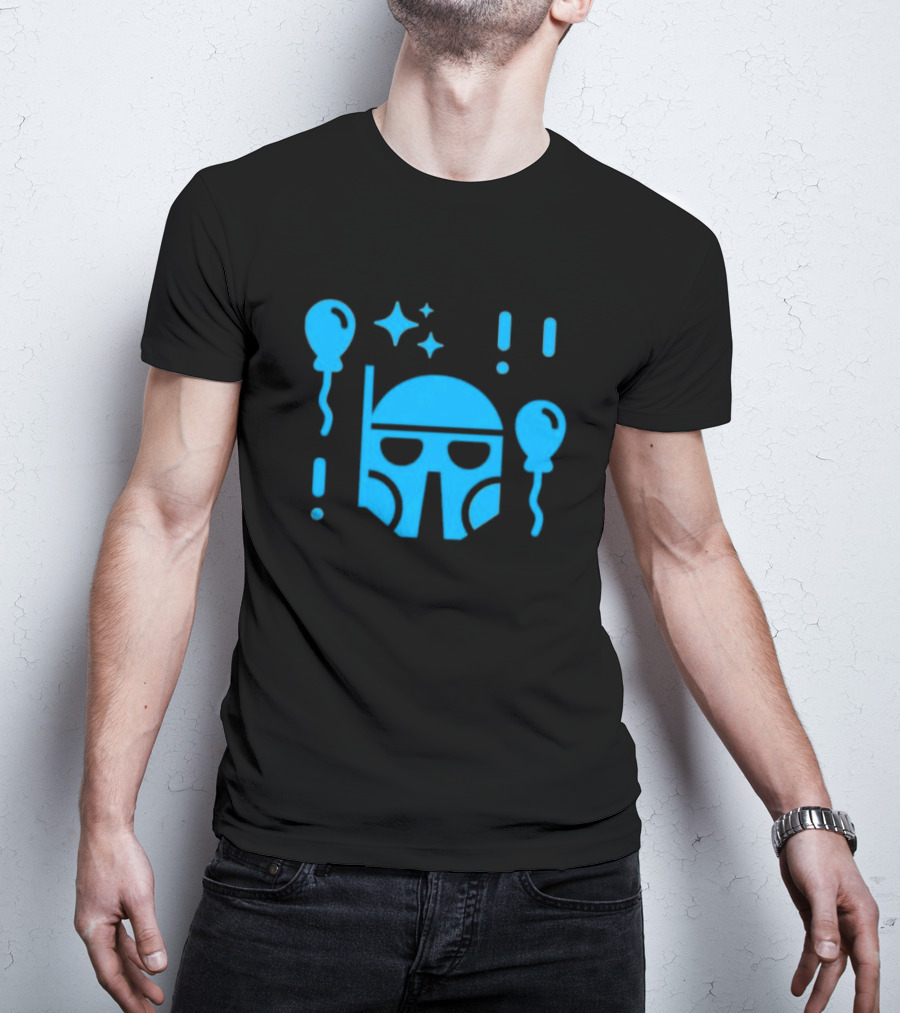 Boba Fett Helmet With Balloons And Stars Youth Star Wars Day T-Shirt