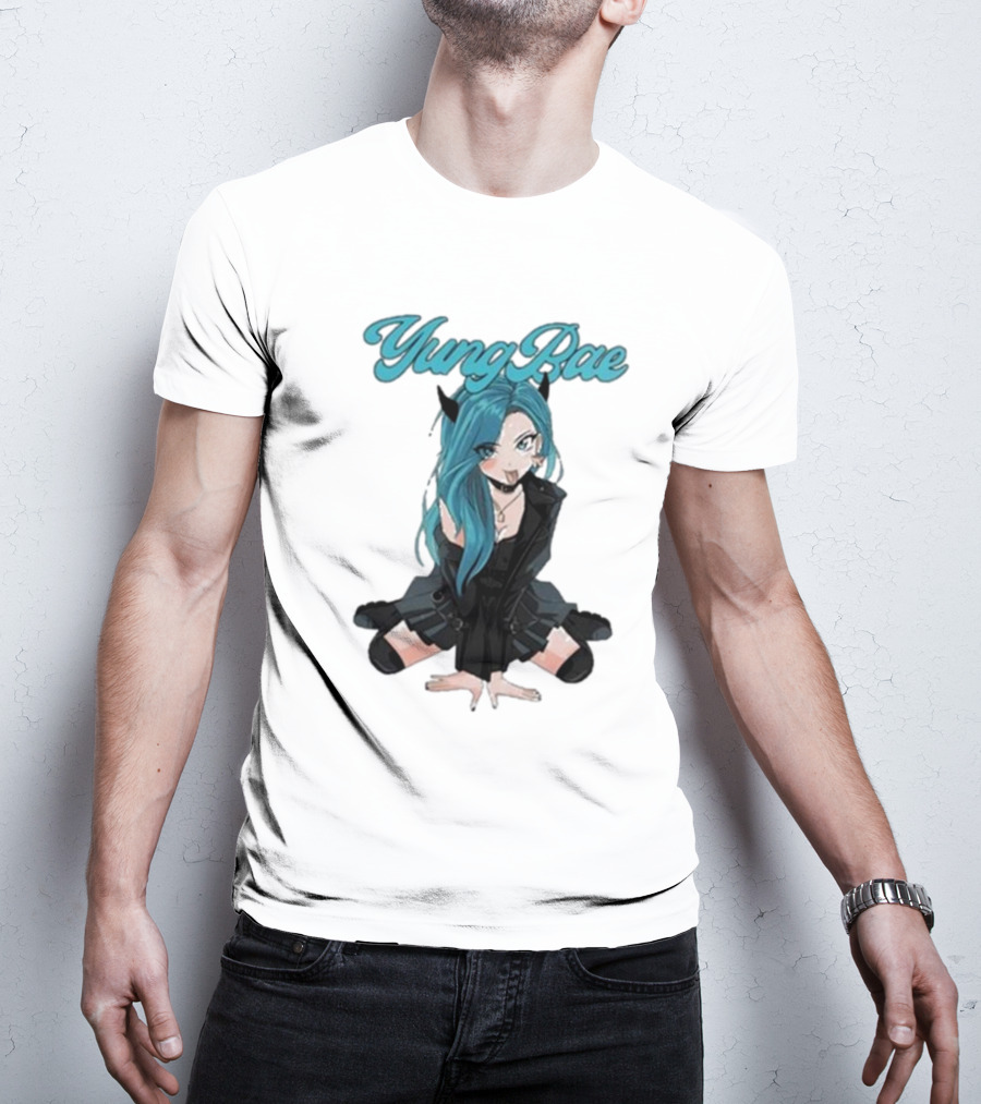 Yung Rae Blue-Haired Goth Anime Girl T-Shirt