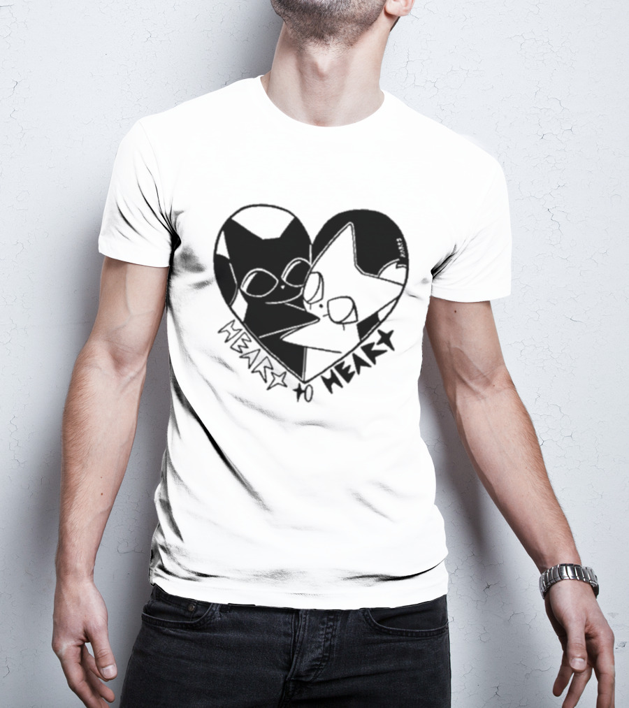Heart To Heart Everpress Black And White Cat T-Shirt