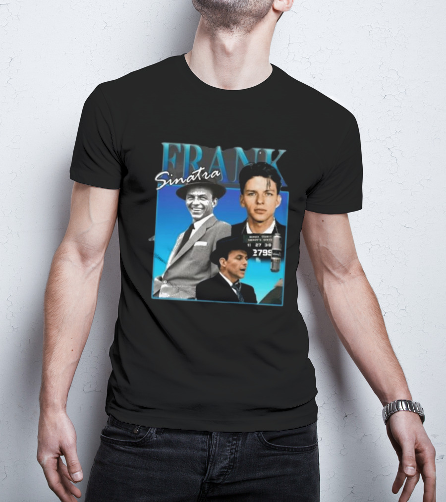 Frank Sinatra Classic Blue Portrait Montage T-Shirt