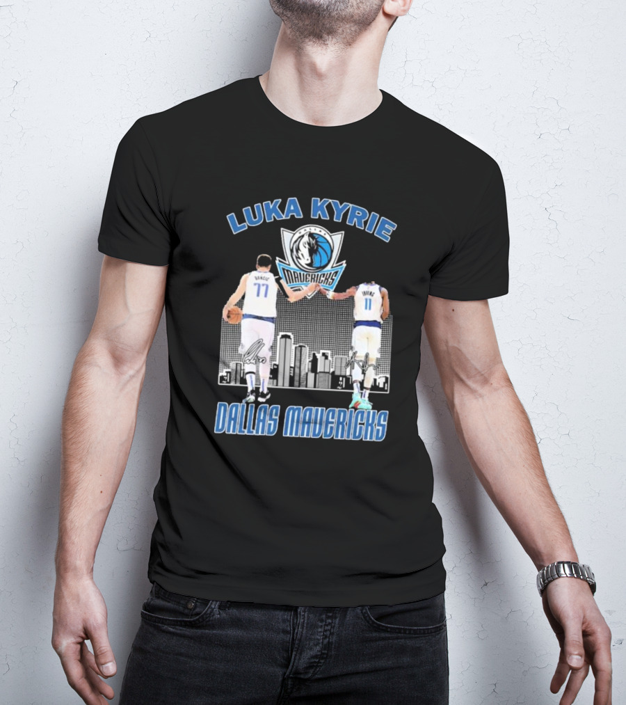Luka Kyrie Signature Dallas Mavericks City Skyline Basketball T-Shirt