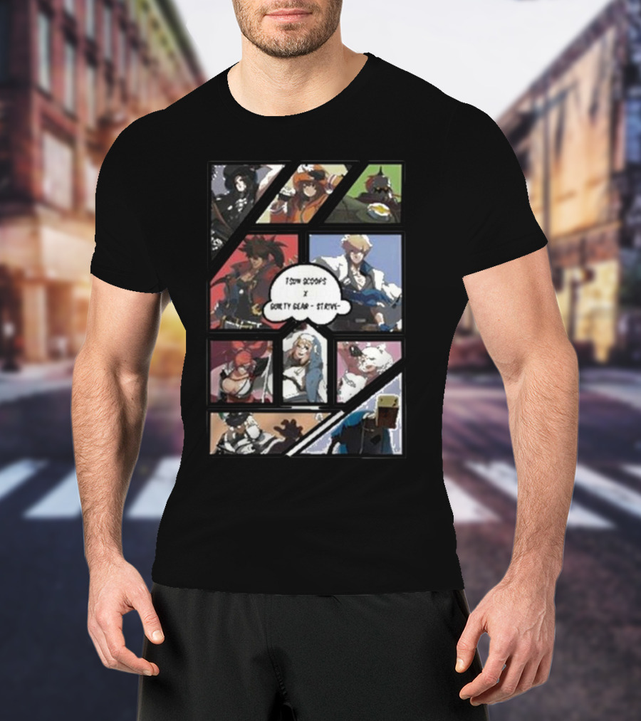 Tsun Scoops Collaboration With Guilty Gear Strive Iconic Characters Panel T-Shirt