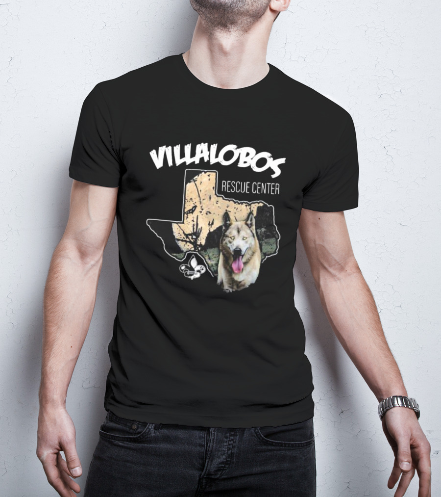 Villalobos Rescue Center Texas Map And Wolf T-Shirt