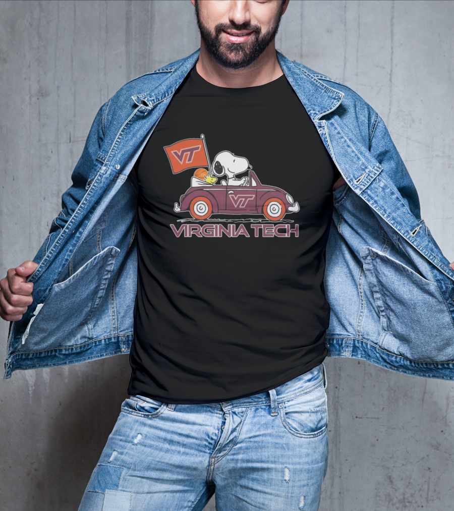 Virginia Tech Hokies Snoopy VT Car Flag Fan T-Shirt