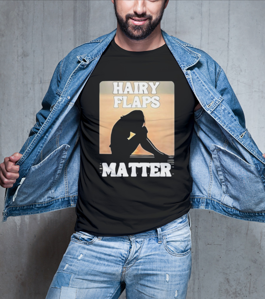 Hairy Flaps Matter Silhouette On Beach Background T-Shirt
