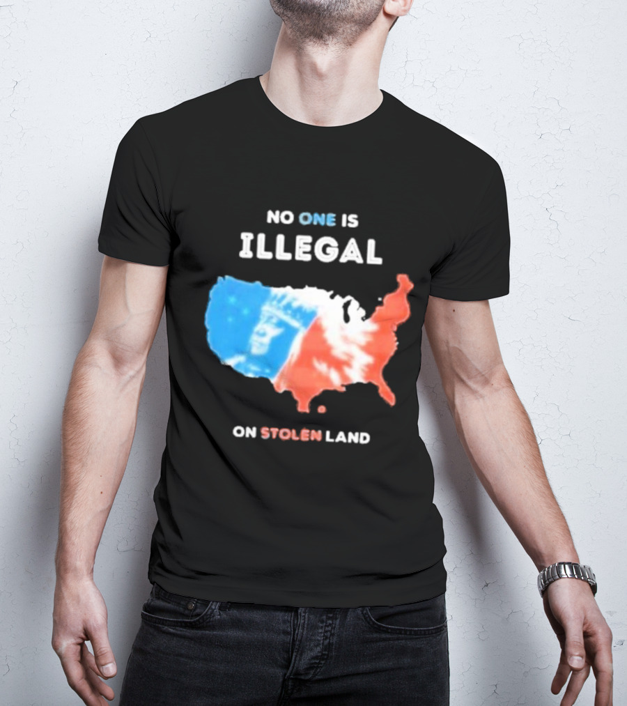 NO ONE IS ILLEGAL ON STOLEN LAND Indigenous Map T-Shirt