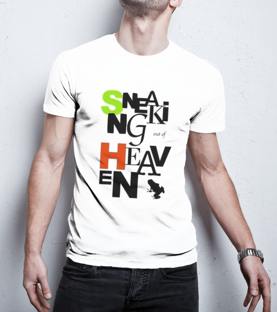 Sneaking Out Of Heaven Frog In Neon And Orange Letters T-Shirt