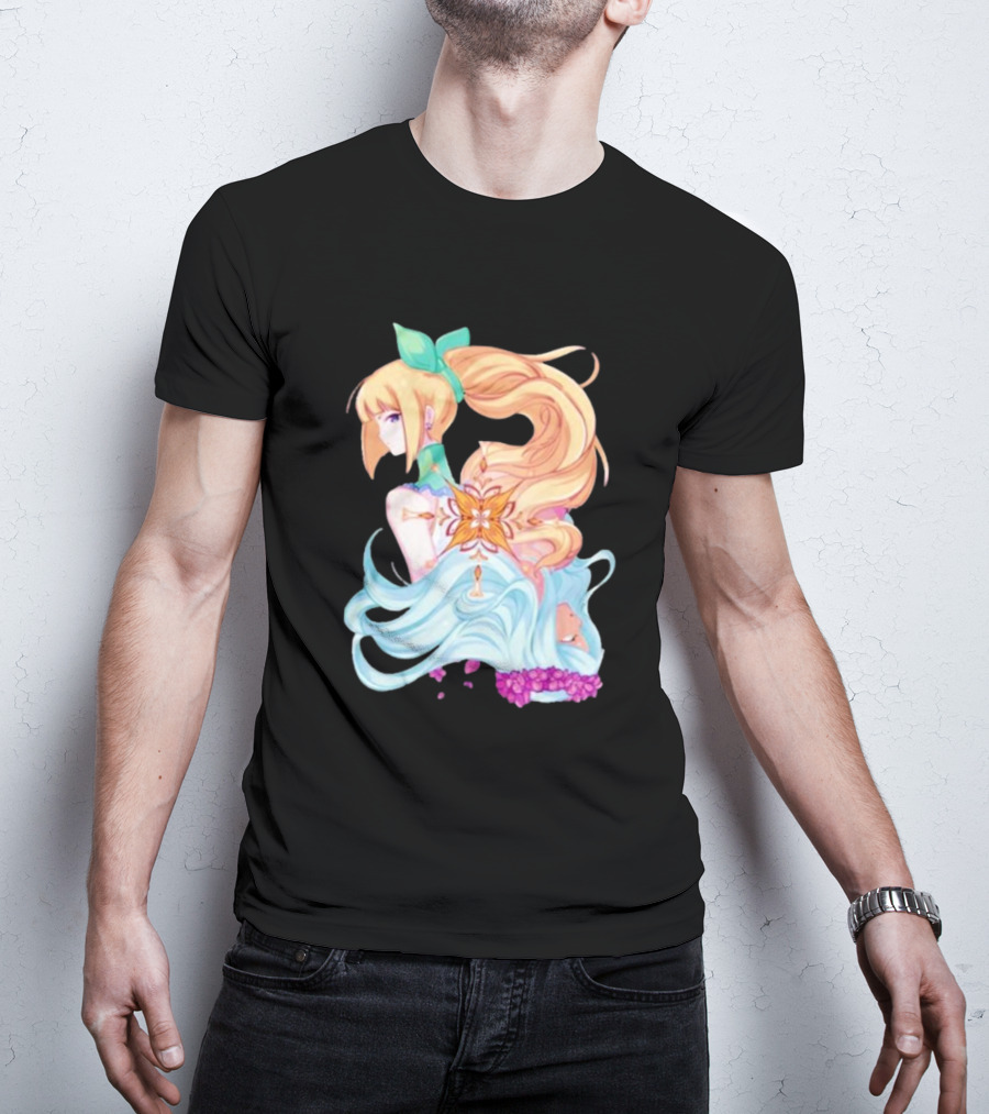 Virgo Versus The Zodiac Anime Illustration With Pastel Colors And Floral Elements T-Shirt