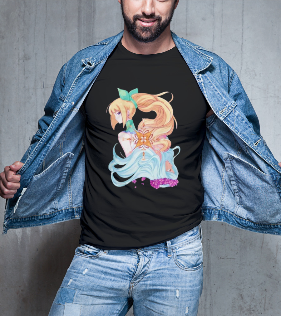 Virgo Versus The Zodiac Anime Illustration With Pastel Colors And Floral Elements T-Shirt