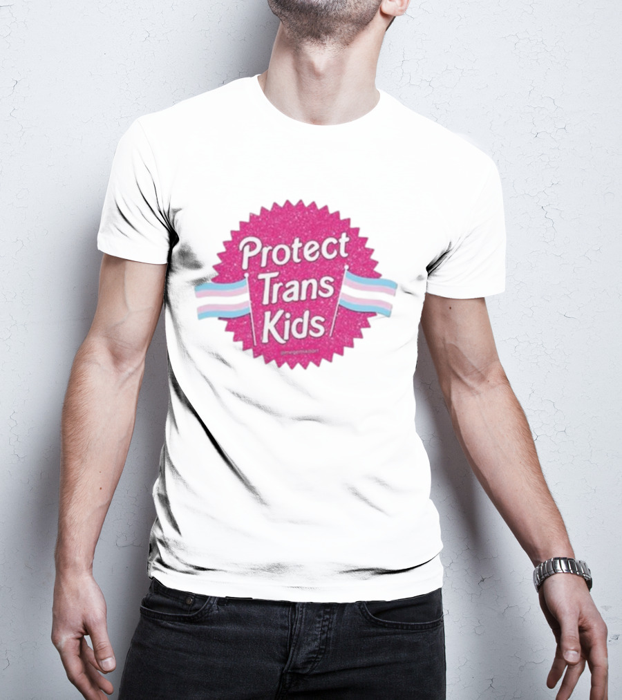 Protect Trans Kids Megamikoart Transgender Flag Pride T-Shirt