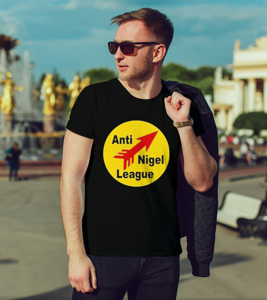 Anti Nigel League Red Arrow Emblem Yellow Circle T-Shirt