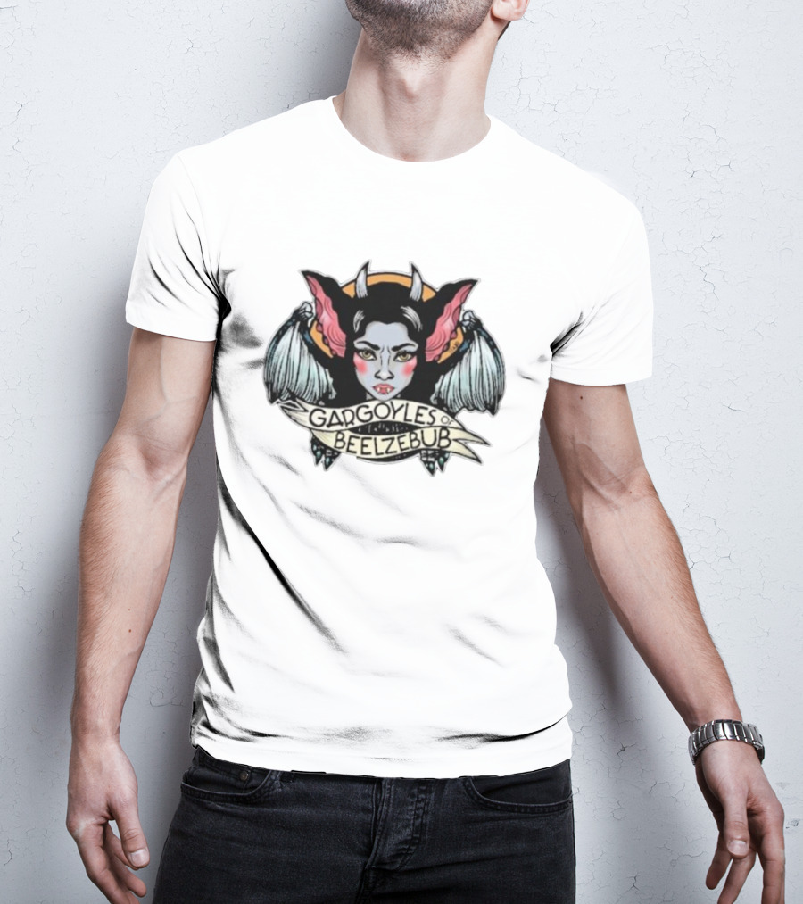 Gargoyles Of Beelzebub Gothic Demon Woman With Wings And Horns T-Shirt