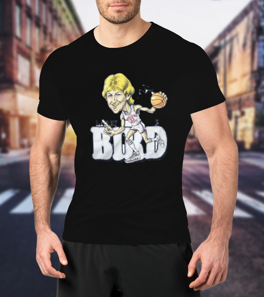 Larry Bird Indiana State Basketball Caricature Signature T-Shirt