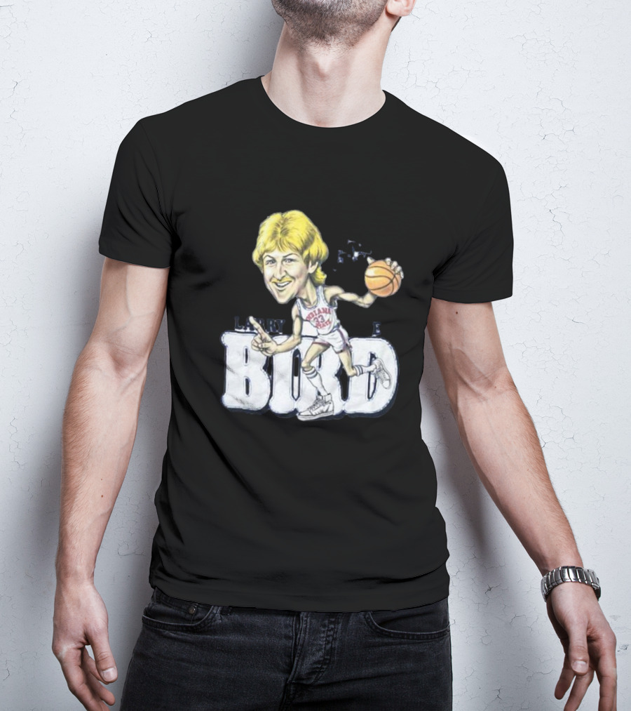 Larry Bird Indiana State Basketball Caricature Signature T-Shirt