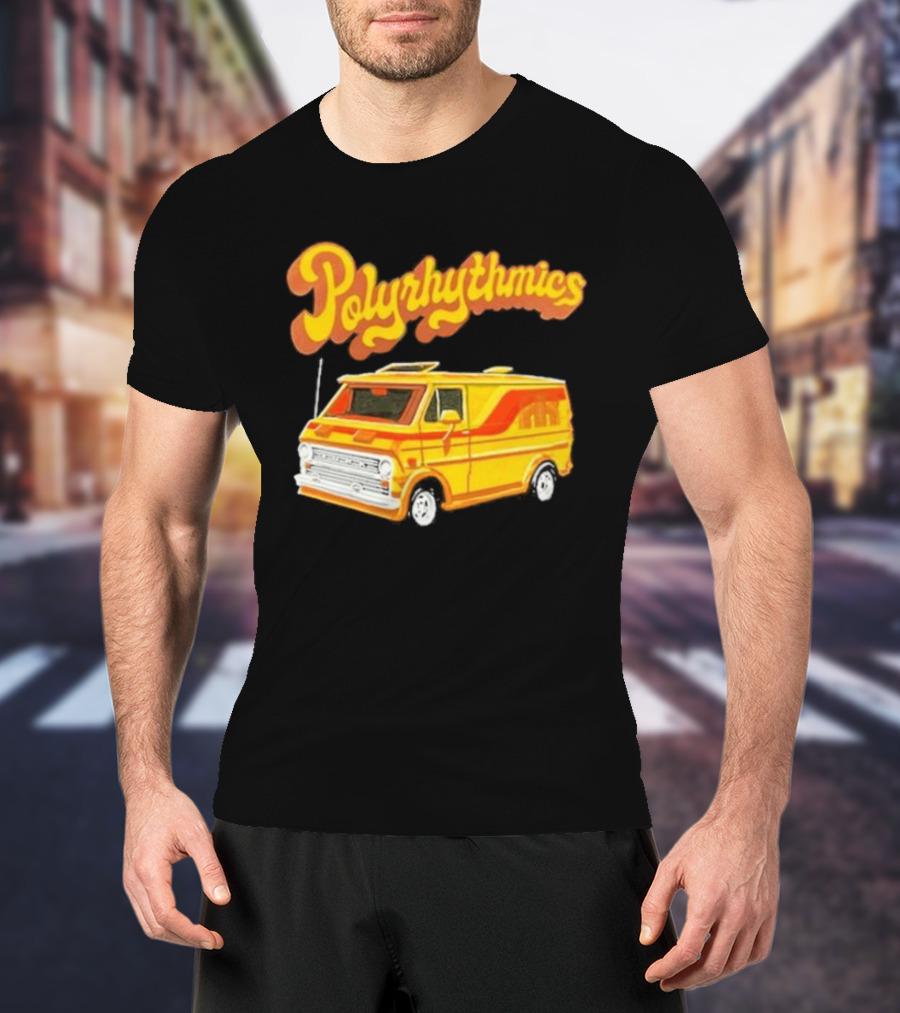 Polyrhythmics Bright Yellow Van With Retro Red Stripes T-Shirt