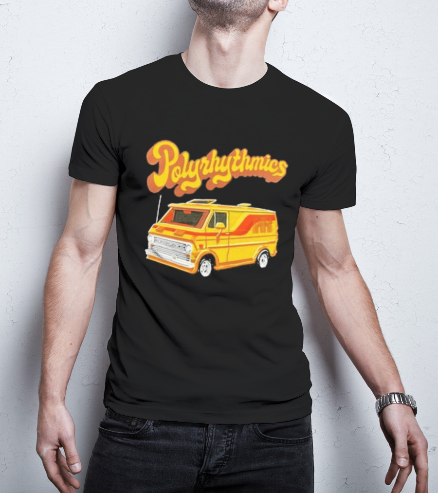 Polyrhythmics Bright Yellow Van With Retro Red Stripes T-Shirt
