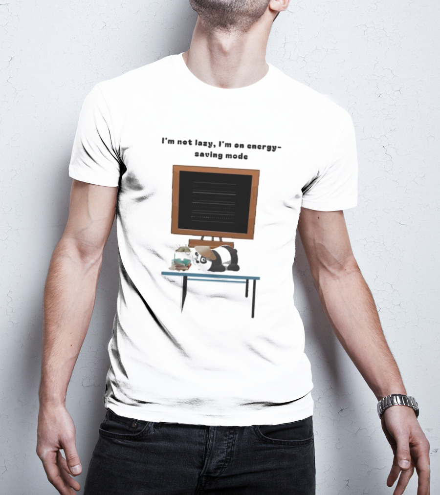 I’m Not Lazy I’m On Energy Saving Mode Cat Relaxing By Television T-Shirt