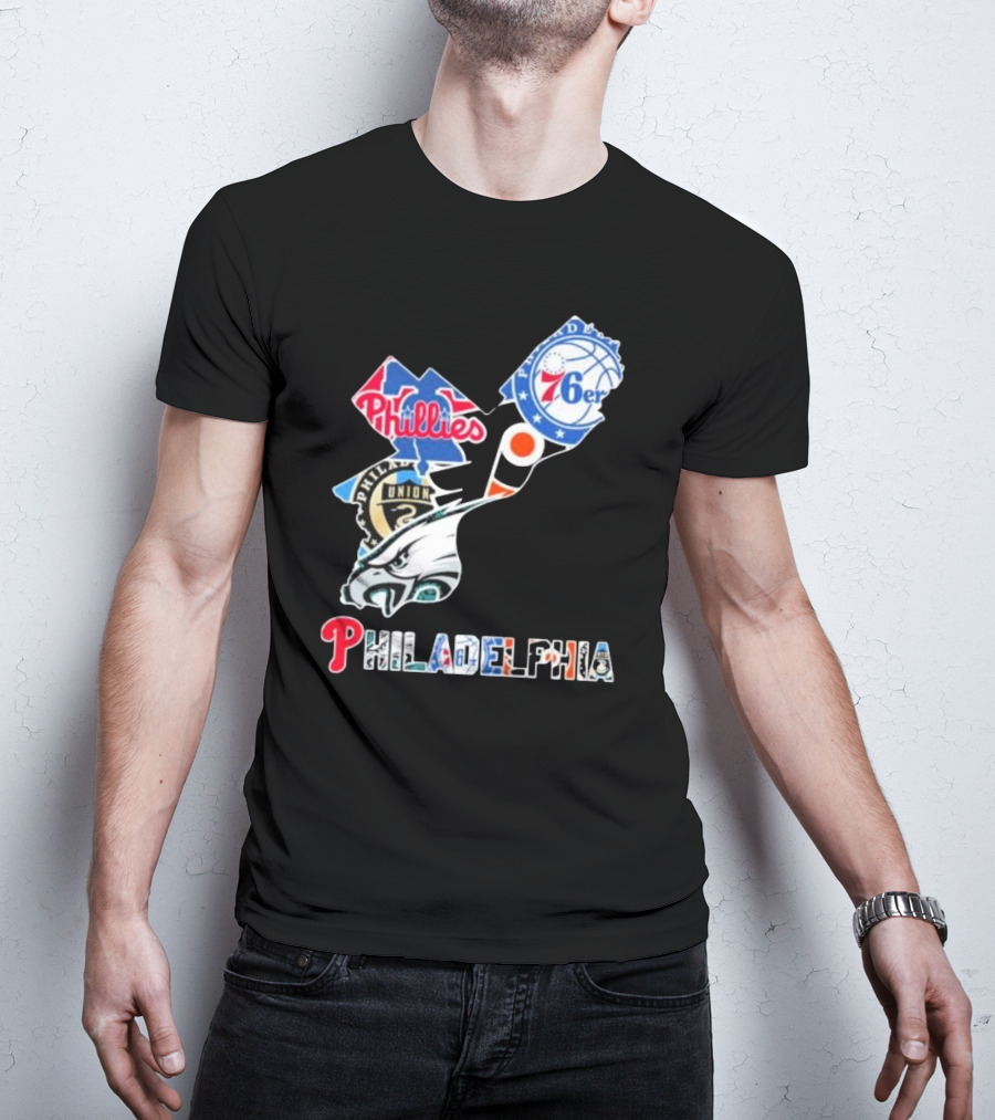 Philadelphia Eagles Phillies 76ers Union Flyers T-Shirt