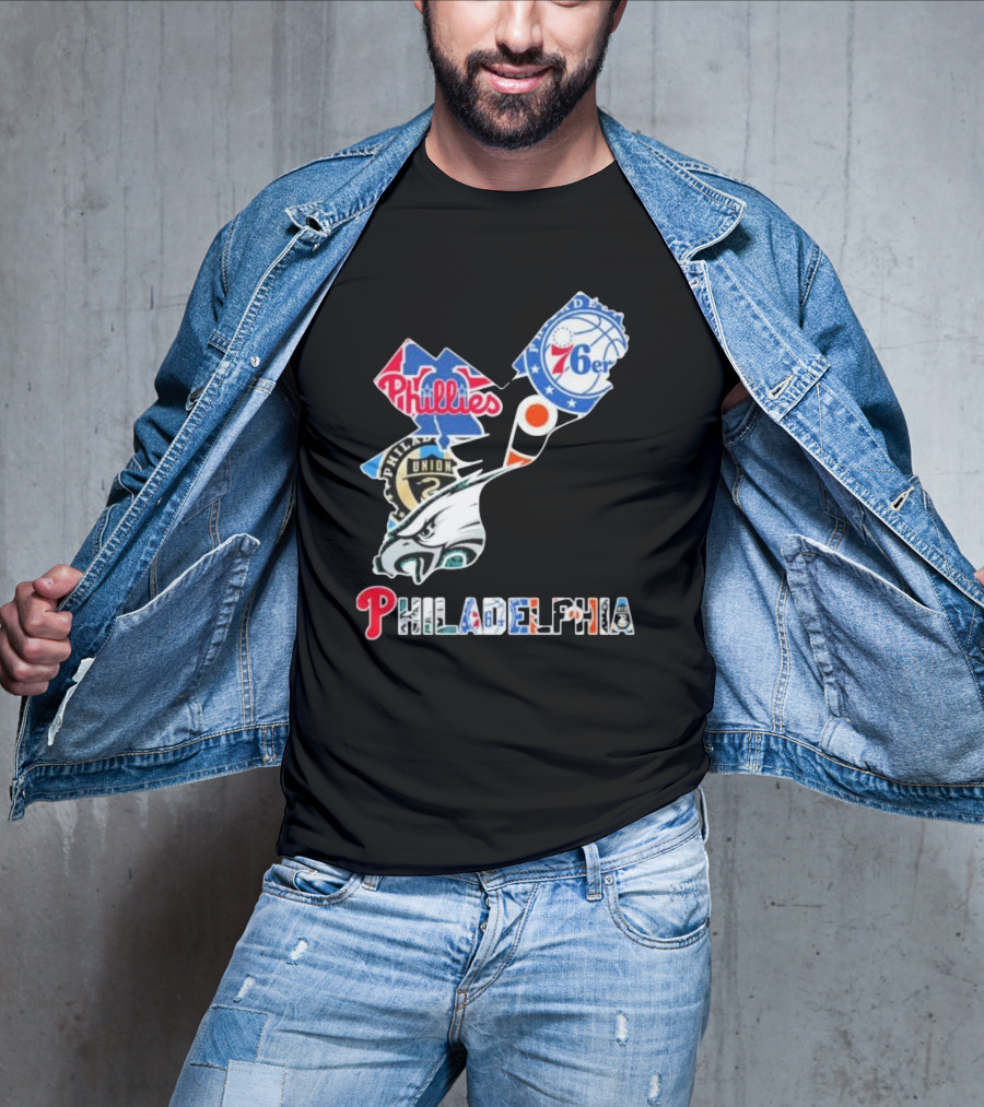 Philadelphia Eagles Phillies 76ers Union Flyers T-Shirt