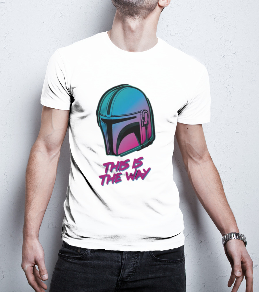 Star Wars The Mandalorian Helmet This Is The Way Neon T-Shirt