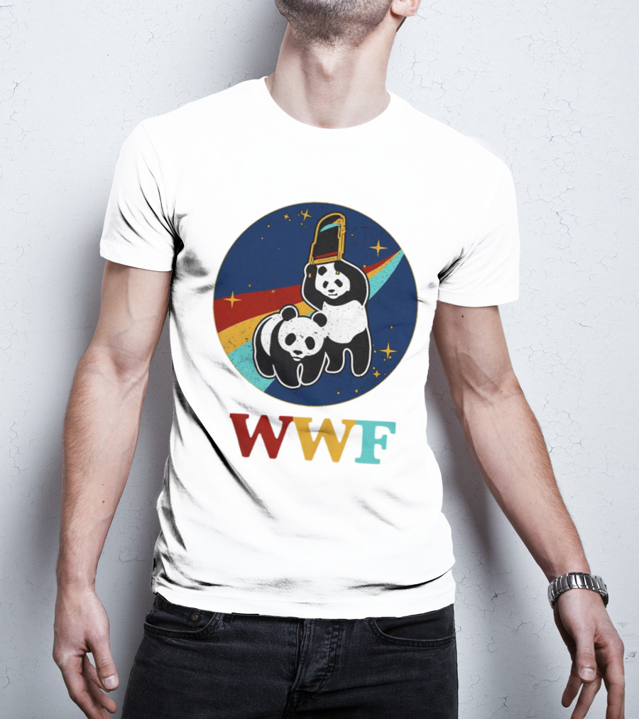 WWF Panda Bear Wrestling NASA Astronauts Space T-Shirt