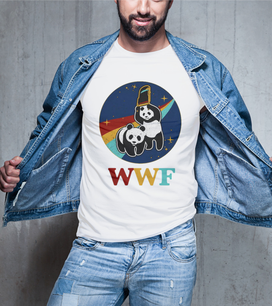 WWF Panda Bear Wrestling NASA Astronauts Space T-Shirt