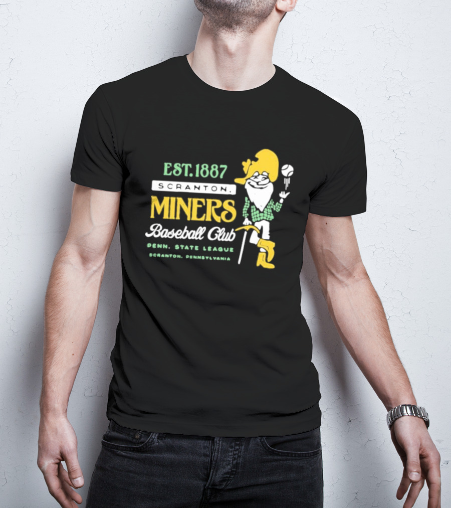 Est 1887 Scranton Miners Baseball Club Penn State League Scranton Pennsylvania Mascot T-Shirt