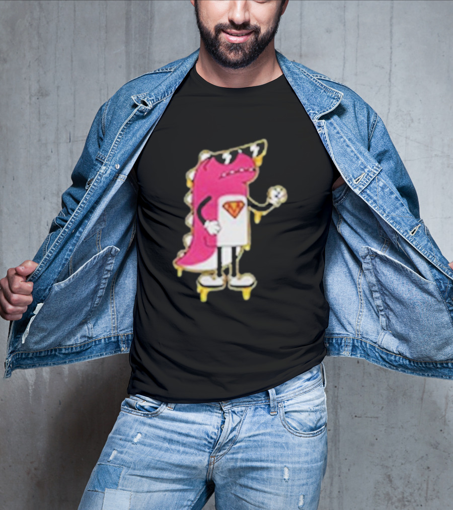 Mikina Mattem Dino Cartoon Character With Sunglasses And Superhero Emblem T-Shirt