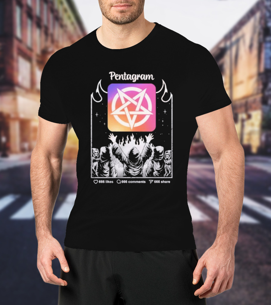 Pentagram Vol 2 666 Likes 666 Comments 666 Share Hoodie Circle Icon Ritual T-Shirt