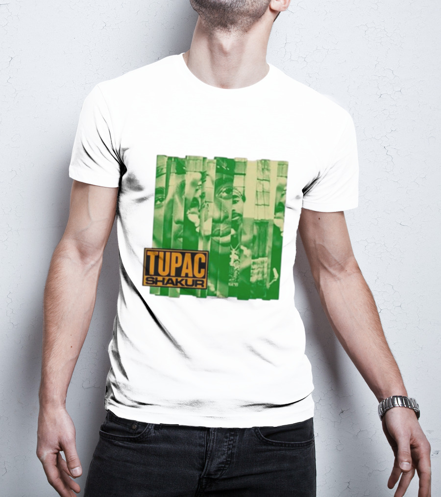 Tupac Shakur Green Photo Collage T-Shirt