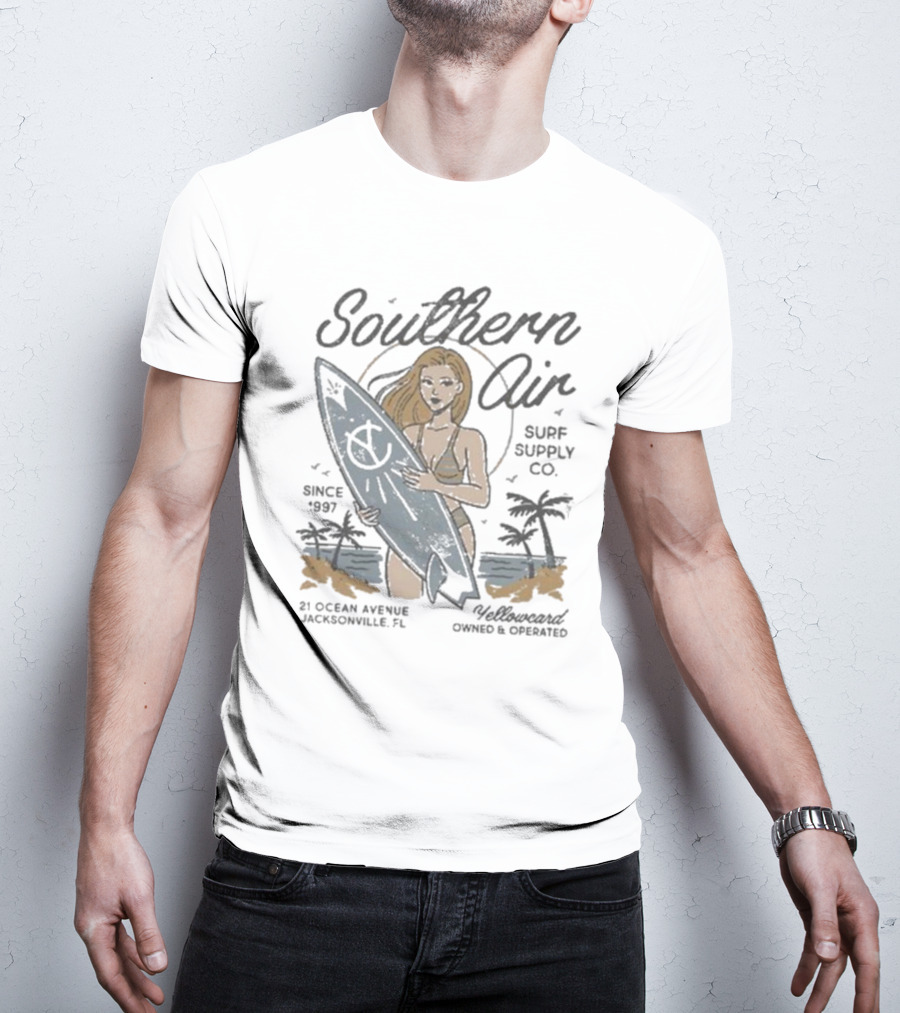 Southern Air Surf Supply Co Yellowcard Band 21 Ocean Avenue Jacksonville FL Since 1997 T-Shirt