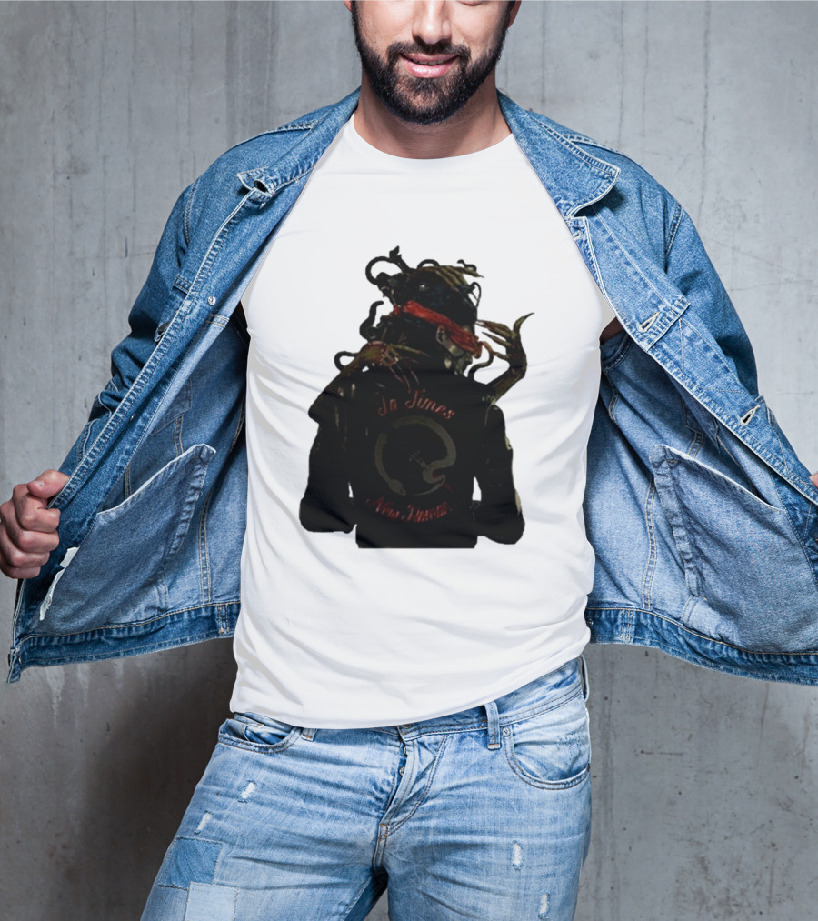 QOTSA In Times New Roman Blindfolded Figure With Entangled Hands T-Shirt