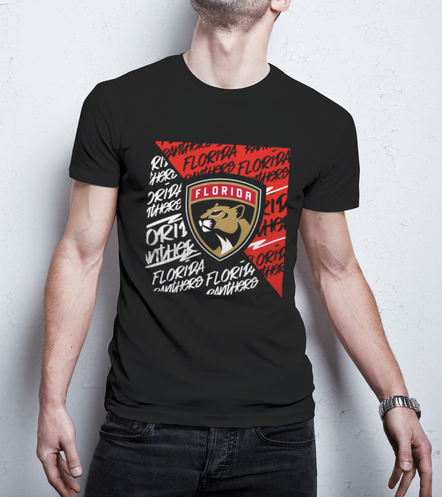 Florida Panthers Logo Text Florida Panthers Divide T-Shirt