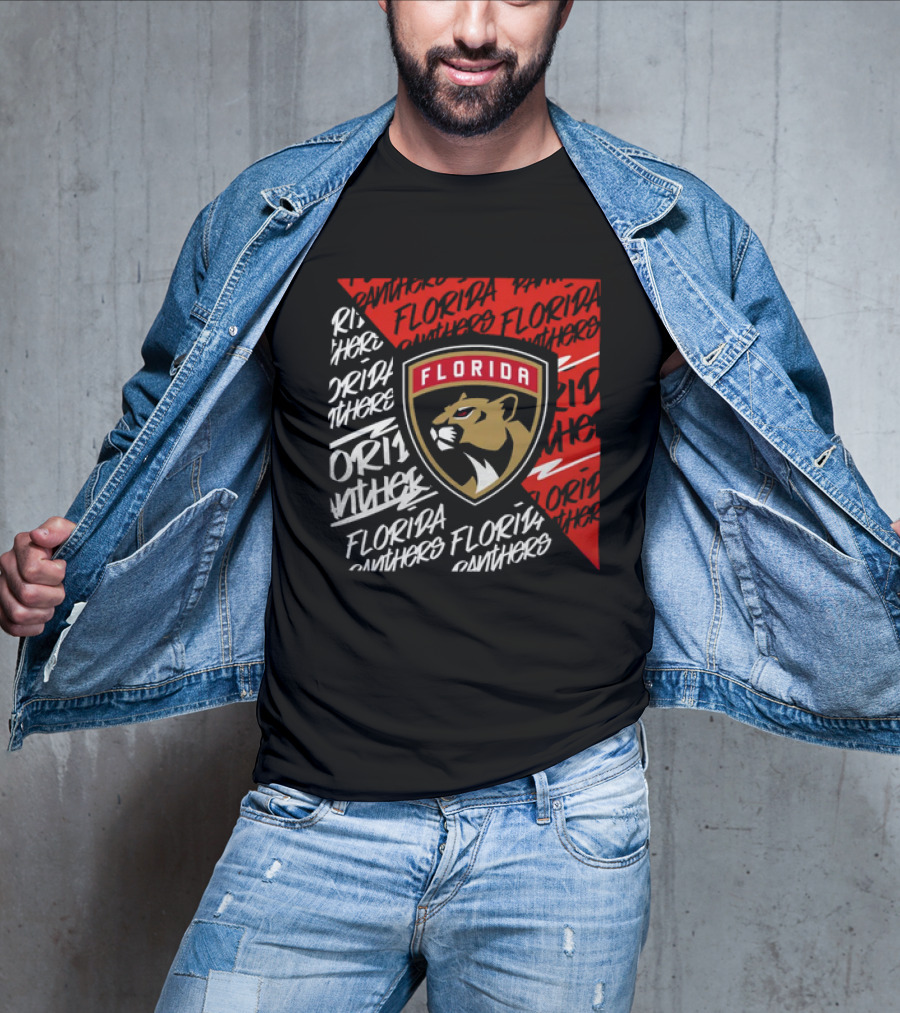 Florida Panthers Logo Text Florida Panthers Divide T-Shirt