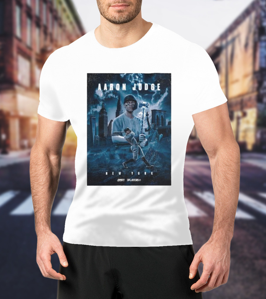 Aaron Judge New York Cityscape Thunderstorm Baseball Power Display T-Shirt